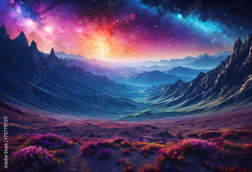 Galactic Landscape Background  Background  Galactic  Space  Universe  Cosmos  Stars  Nebula  Astronomy  Outer Space  Fantasy  Sci-Fi  Astral  Sky  AI Generated