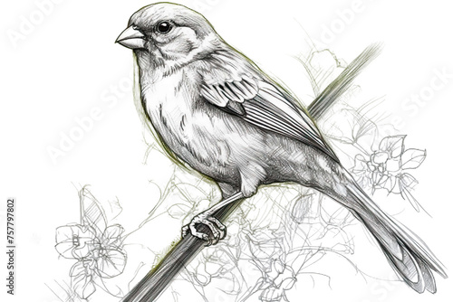 bird branch sitting canary Sketch © akk png