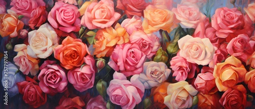 Rose garden oil painting texture