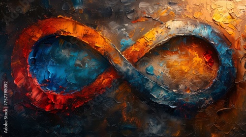 Wallpaper Mural Abstract Painting of an Orange and Blue Infinite Sign Torontodigital.ca