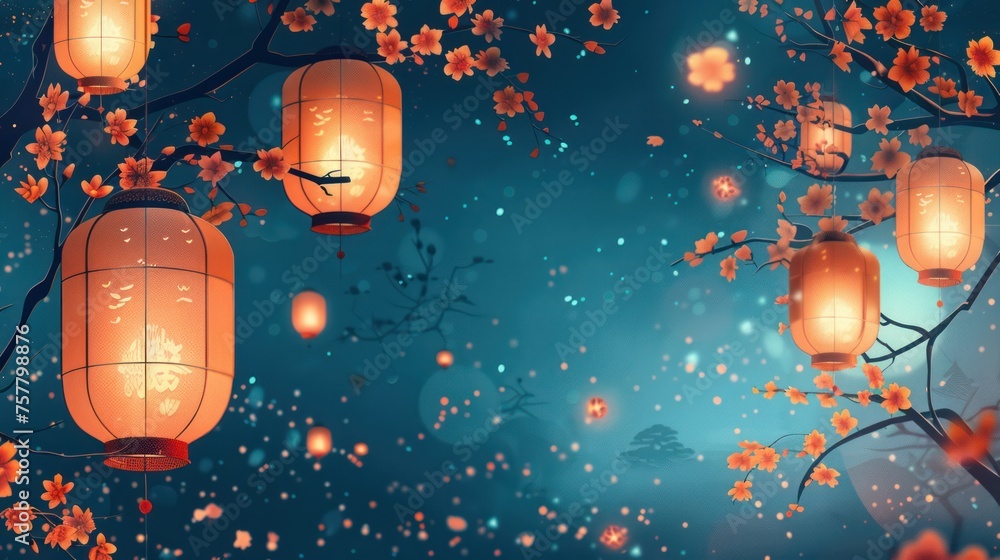 minimalist design background of Spring Lantern Festival Design background.