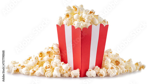 Popcorn red bag isolated on white background, cutout
