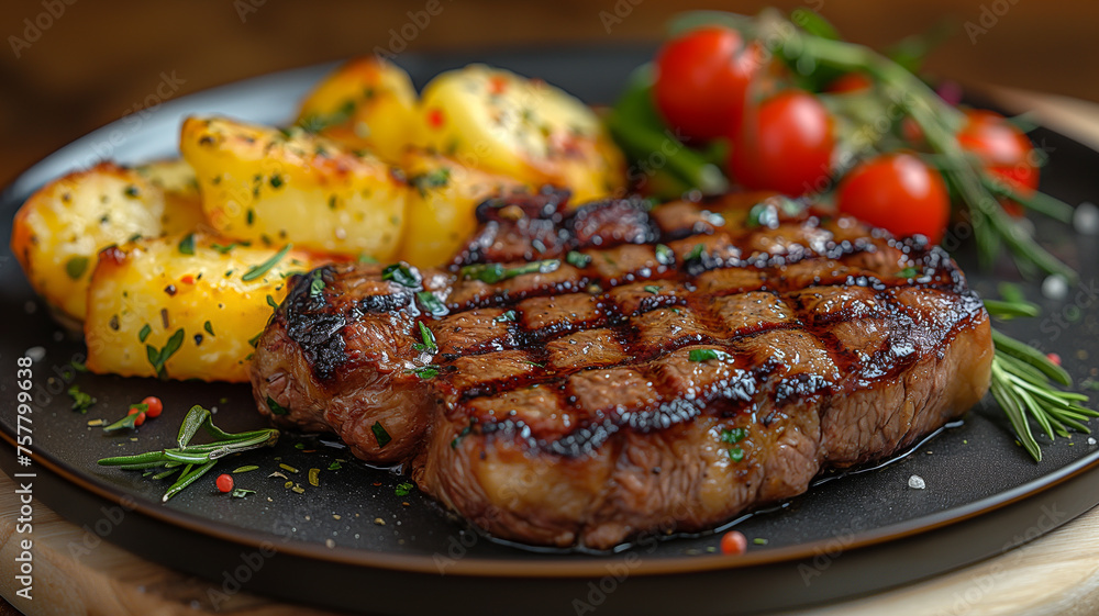 Grilled Steak with Roasted Potatoes Grilled Steak with Roasted Potatoes