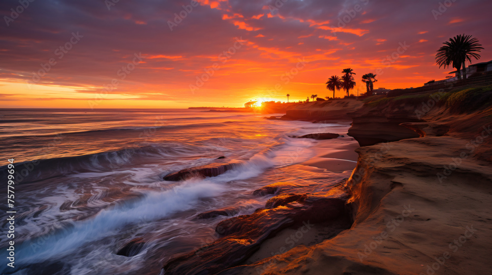 San Diego coastal sunset scene ..