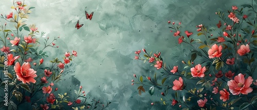 With pink butterflies and a group of wild flowers  this is one of the most beautiful wallpaper designs for banners  covers  decorations  and posters of the spring season.