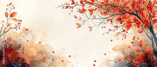Modern EPS10 abstract art wallpaper design for wall arts, wedding and VIP invitation cards. Autumn background with watercolor brush texture.
