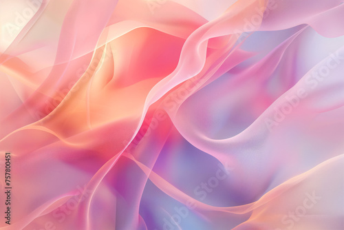 Abstract Representation of Soft, Flowing Shapes and Colors in Pastel Pink, Purple, and White