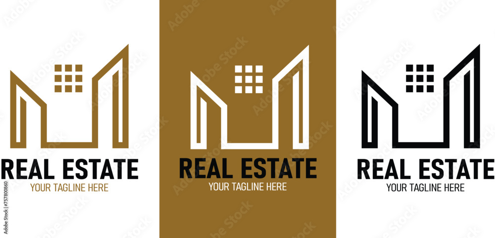 Fototapeta premium Corporate logo with geometric shapes, real estate logo template for company