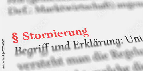 Das Wort Stornierung im Buch erklärt mit Paragraph Zeichen