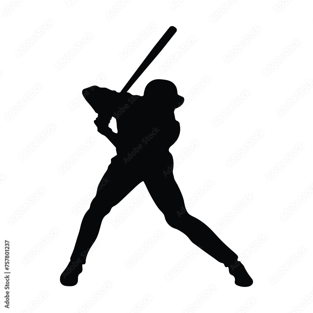 Baseball player. Silhouettes of people playing Baseball on a white background. Graphic images for designers and for decorating their work. Vector illustration.