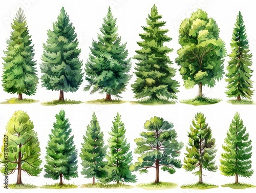 Cedar of Lebanon: Elegant Illustration of Tree Collection Generative AI
