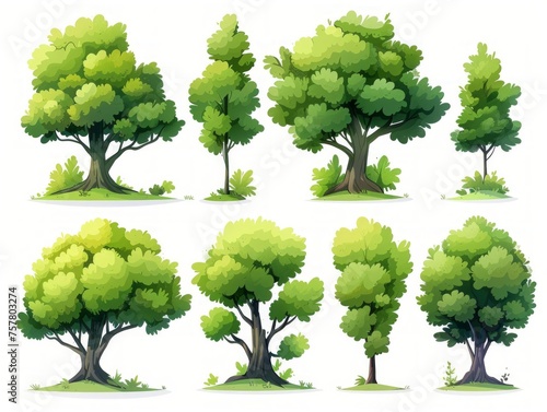 Collection of Stylized Jackfruit Tree Illustrations Generative AI