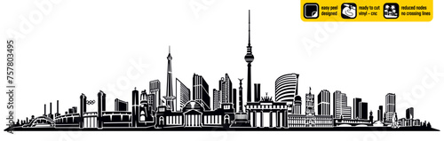 Berlin Germany Skyline German Landmarks Vector Ready Vinyl Cutting Vinly Ready Wall decal Silhouette Black And White