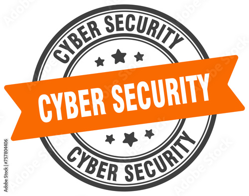 cyber security stamp. cyber security label on transparent background. round sign