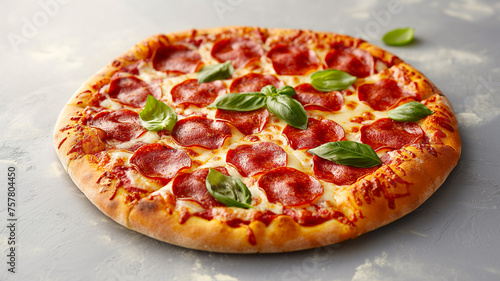 Classic Pepperoni Pizza with Fresh Basil