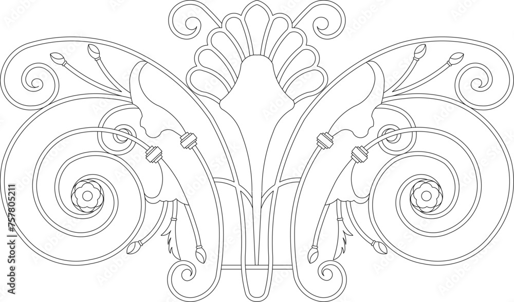 Sketch detailed design vector illustration of classical vintage ethnic traditional floral ornament Adobe Illustrator Artwork