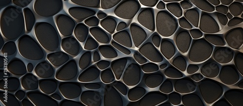 A detailed shot of a grey composite material grille with a circular pattern, resembling wire fencing or chainlink fencing. It could be an auto part or a decorative mesh design photo