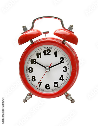 Classic Red Alarm Clock Isolated on Transparent Background