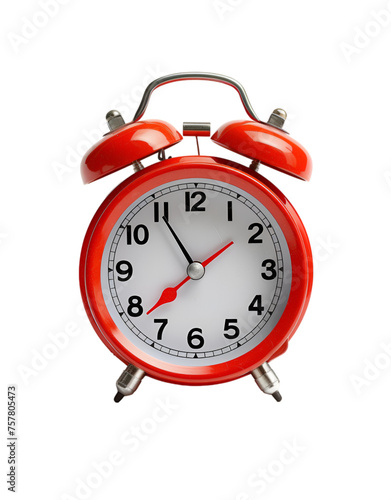 Vintage Red Alarm Clock Isolated on Transparent Background