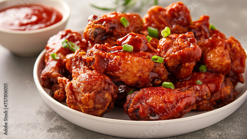 Sticky Barbecue Chicken Wings with Green Onion