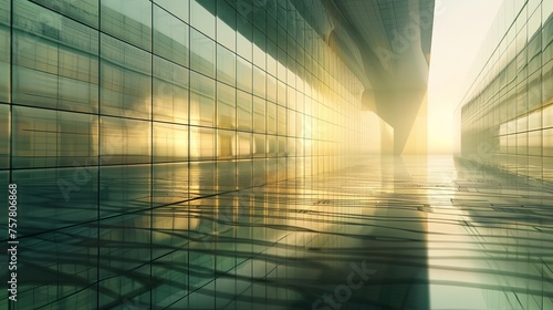 Elegant grid line background with futuristic light and reflection. rendering in three dimensions.