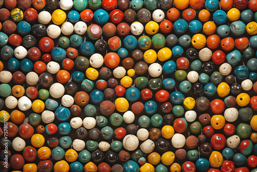 colorful beads texture background. top view