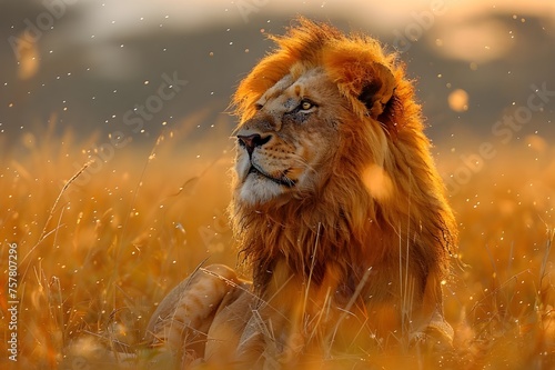 Portrait of the King of the Jungle  the Lion  Powerful Lion Portrait Capturing Nature s Feline King  Majestic Lion Displaying Strength and Power  Portrait of the Kingly Lion  Ruler of the Safari  Capt
