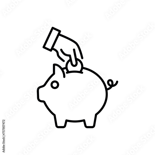 Piggy bank icon vector illustration. Coin on isolated background. Money sign concept.