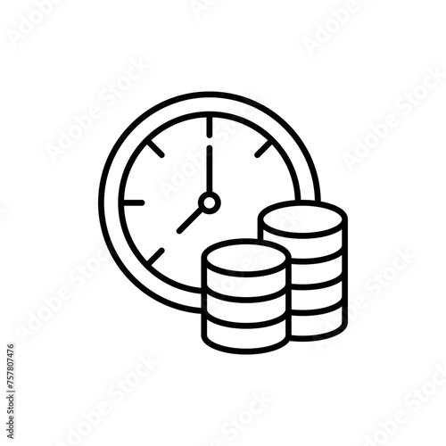 Clock and dollar coin icon vector illustration. Money profit and benefit on isolated background. Time is money concept.
