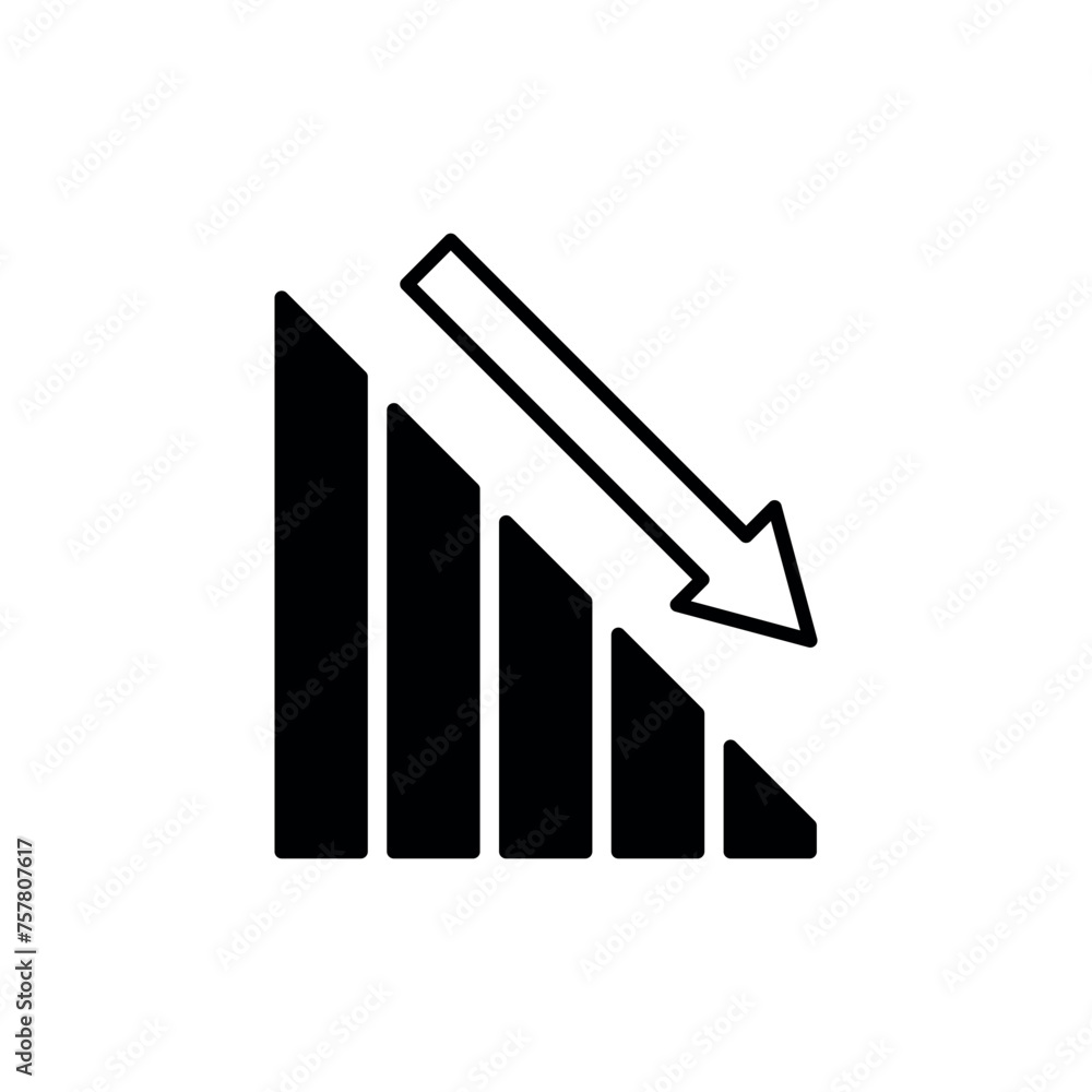 Decline diagram icon vector illustration. Down chart on isolated background. Graph decrease sign concept. Decline diagram icon vector illustration. Down chart on isolated background. Graph decrease sign concept.
