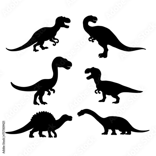 set of dinosaurs silhouettes