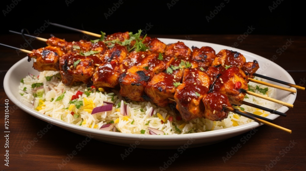 Flavorful Skewers on Yellow Plate