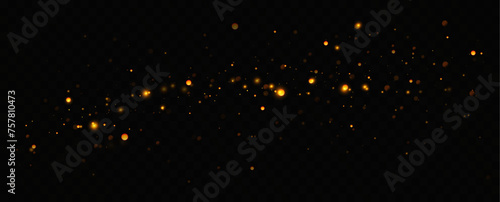 Vector sparkles on a transparent background. Christmas light effect. Sparkling magical dust particles.The dust sparks and golden stars shine with special light