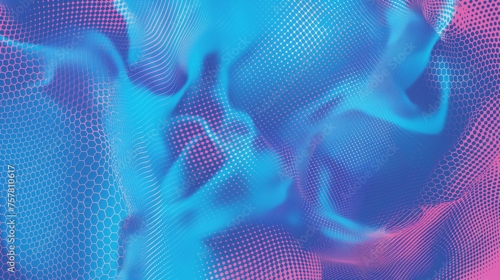 Naklejka premium Vector halftone smoke effect. Vibrant abstract background. Retro 80's style colors and textures.