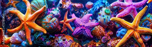 Colorful starfishs underwater photo