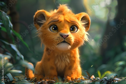 Cute Baby Cartoon Lion Generative AI