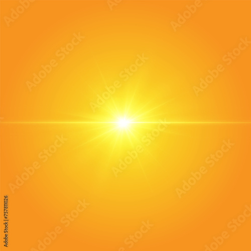 Warm sun on a yellow background. Leto.bliki solar rays	