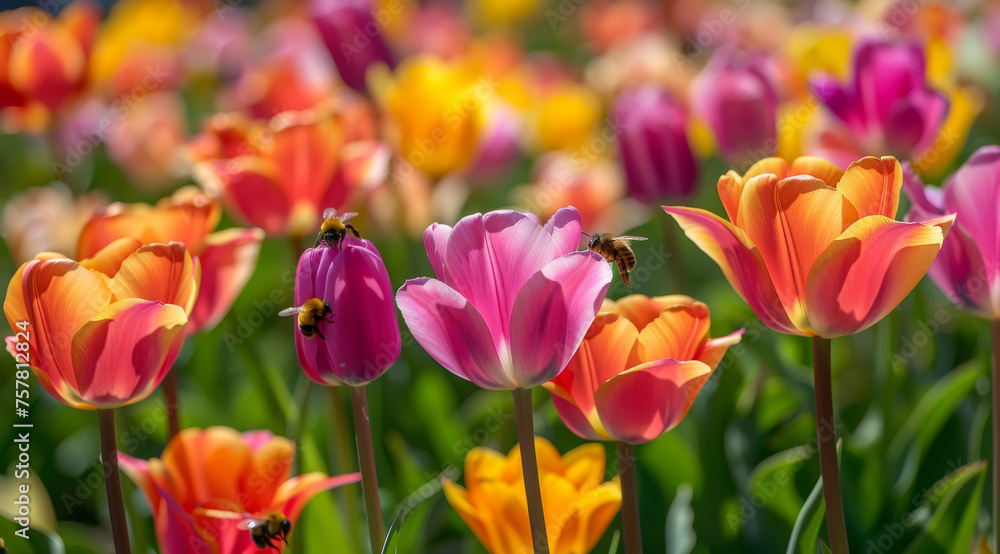 Vibrant tulips in various colors with a soft background,ai generated Vibrant tulips in various colors with a soft background,ai generated