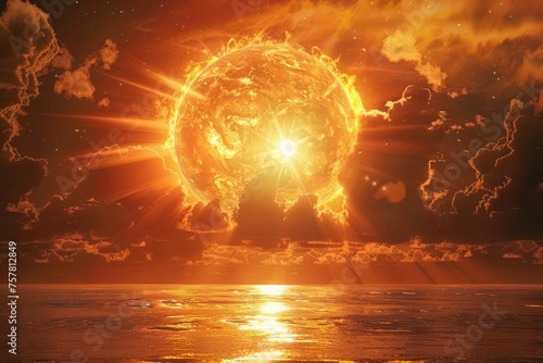 picture of the yellow sun global warming concept