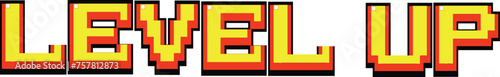 Pixel 3D,  retro Video computer" level up " design 8 bit. letters Vector alphabet