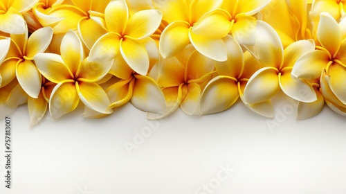 Frangipani flower border with spacious copy area for personalized greeting card template.