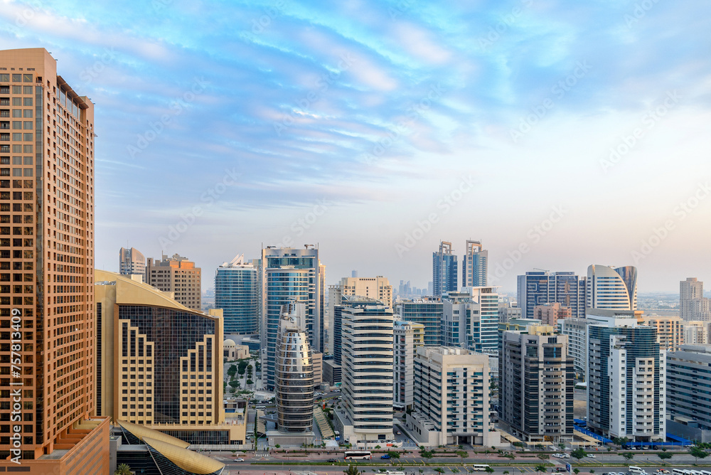 Naklejka premium cityscape with modern new buildings, Dubai, United Arab Emirates