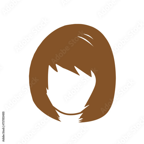Vector design for a beautiful collection of women's hairdos, brown in color.