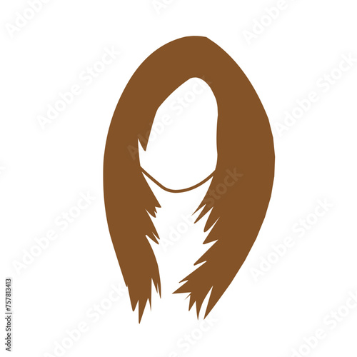 Vector design for a beautiful collection of women's hairdos, brown in color.