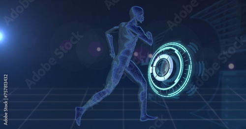 Image of human running with scope scanning and data processing