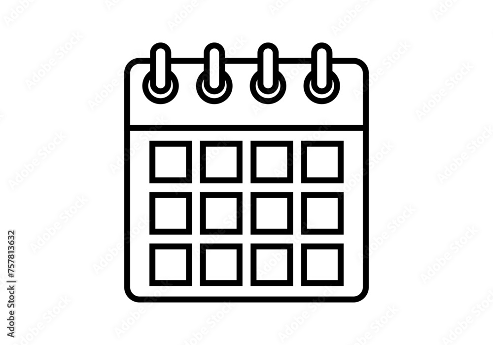 Icono negro de calendario anual en fondo blanco. Icono negro de calendario anual en fondo blanco.