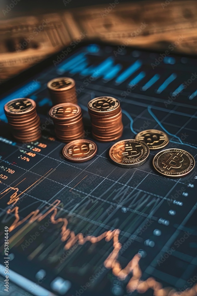 The coins are located on the chart. Business in the digital age. generative ai The coins are located on the chart. Business in the digital age. generative ai
