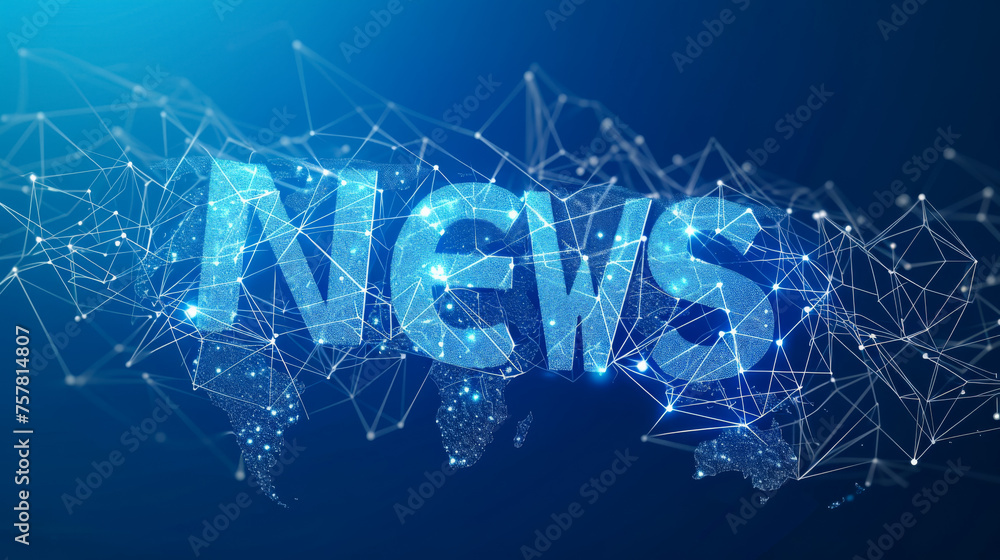 stylized logo on a blue background. Behind the text is the outline of a