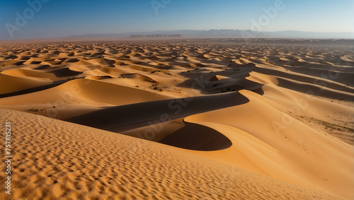 An image of a vast desert with sand dunes.