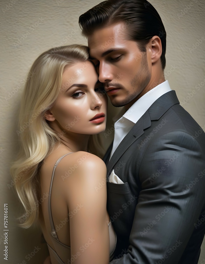 Beautiful and elegant couple embracing Beautiful and elegant couple embracing
